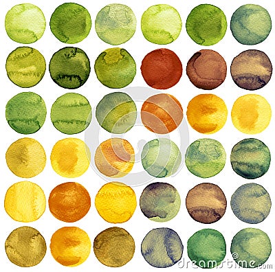 Watercolor hand painted circles collection Stock Photo