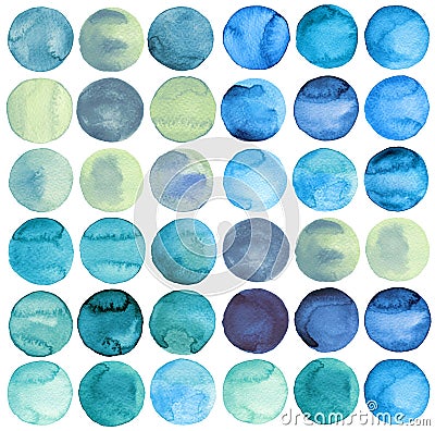 Watercolor hand painted circles collection Stock Photo