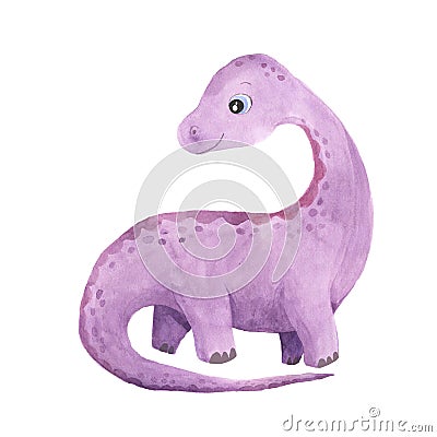 Watercolor cute little dinosaur Cartoon Illustration