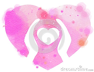 Watercolor hands giving white heart. Digital art painting Stock Photo