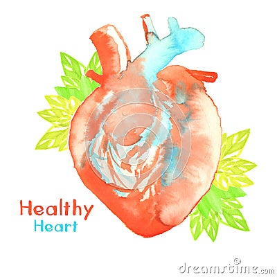 Watercolor healthy heart concept Stock Photo