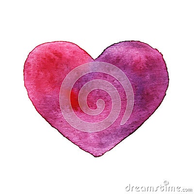 Watercolor heart, isolated Vector Illustration