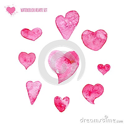 Watercolor heart set Vector Illustration