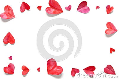 Watercolor hearts. Love concept for mother`s day and valentine`s day. Top view. Stock Photo