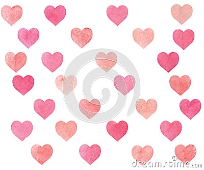 Watercolor hearts pink and beige Cartoon Illustration