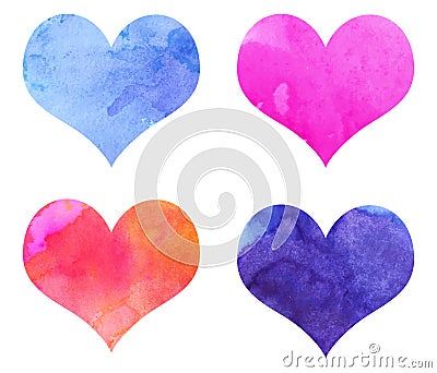 Watercolor Hearts Vector Illustration