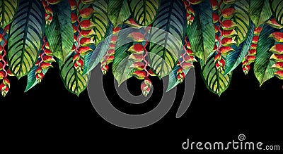 Watercolor heliconia design Stock Photo