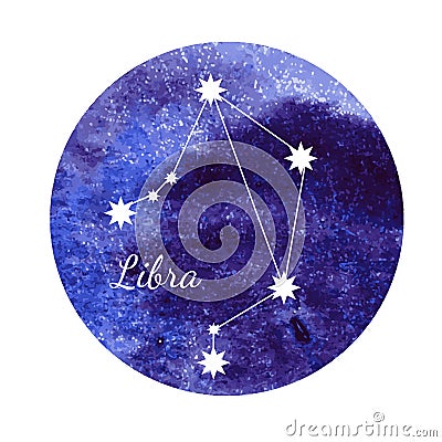 Watercolor horoscope sign Libra Vector Illustration