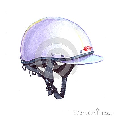 Watercolor horse rider polo helmet illustration isolated Cartoon Illustration