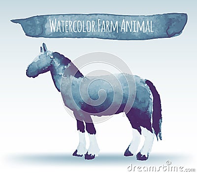 Watercolor Horse Vector Illustration