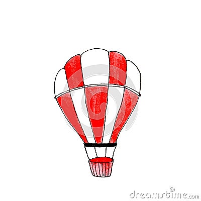 Watercolor isolated red and white hot air balloon Stock Photo