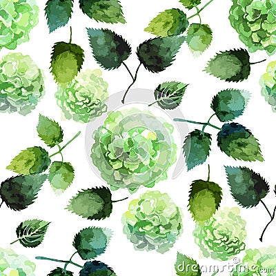 Watercolor hydrangea pattern Vector Illustration