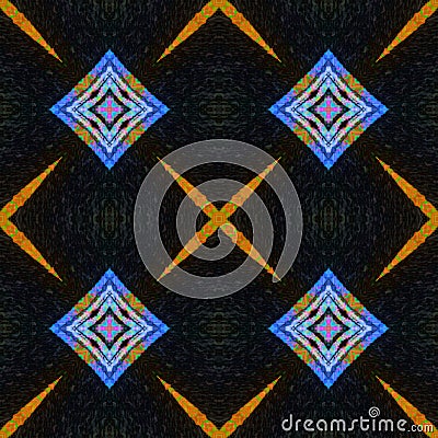 Ikat Art Seamless Patterm. Squares Background. Ethnic Design. Stock Photo