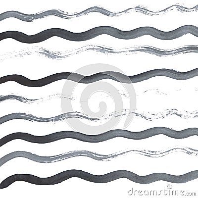 Stripes wave black.Watercolor hand drawing illustration background . Hand drawing. Cartoon Illustration