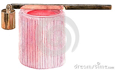 Watercolor illustration of a candle with extinguisher Cartoon Illustration