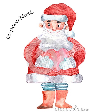 Watercolor illustration Christmas Santa Claus Cartoon Illustration