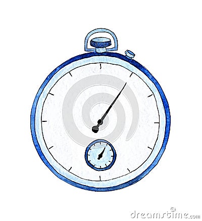 Watercolor illustration of a classic clock timer. Express service symbol, speed, deadline concept. Vector Illustration