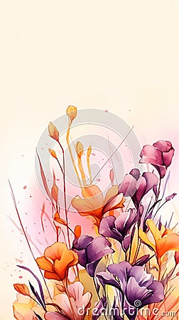 watercolor flower background - freesias Cartoon Illustration