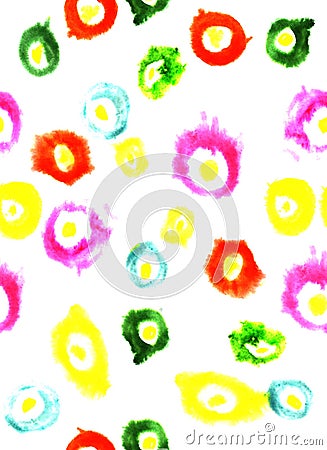 Watercolor illustration of colorful circles white background Stock Photo