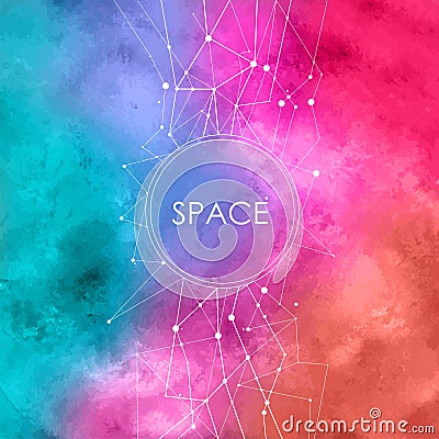 Watercolor Illustration with connecting dots,space background with constellation Stock Photo