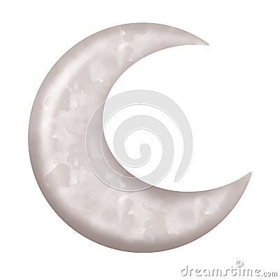 Watercolor illustration of a crescent moon in white. Children's toy month isolated on a white background Cartoon Illustration