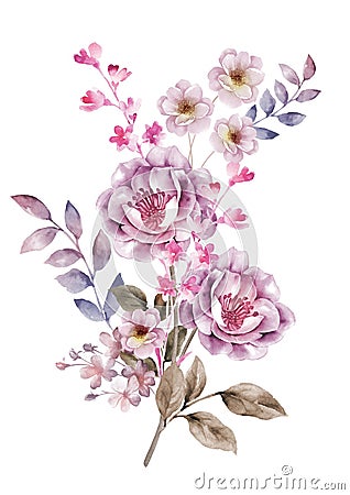 Watercolor illustration flower in simple background Cartoon Illustration