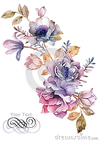 Watercolor illustration flower in simple background Cartoon Illustration
