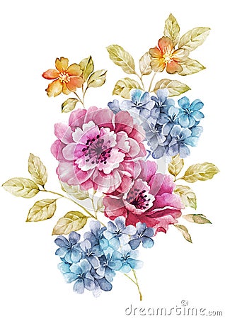 Watercolor illustration flower in simple background Cartoon Illustration