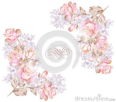 Watercolor illustration flower in simple background Cartoon Illustration