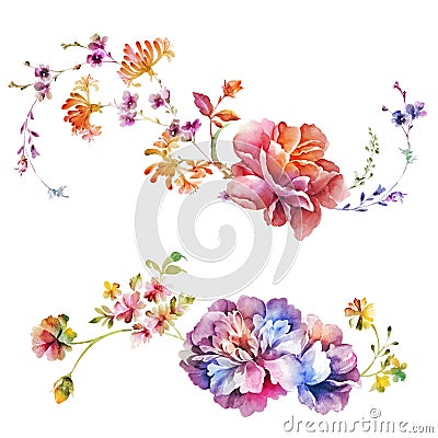 Watercolor illustration flower in simple background Cartoon Illustration
