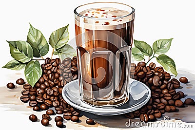 Glass of coffee Cartoon Illustration