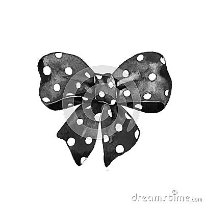 Watercolor illustration halloween black polka dot bows. Cartoon Illustration