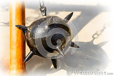 Morning Star, a medieval weapon made of a heavy iron ball with s Cartoon Illustration