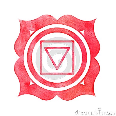 Watercolor illustration of Muladhara chakra Cartoon Illustration