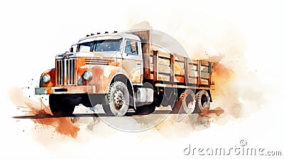 Watercolor Illustration Of An Old Truck On White Background Cartoon Illustration