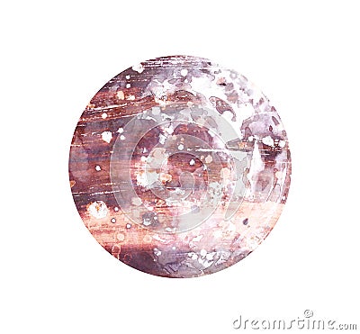 Watercolor illustration of pink full moon with sparkles, isolated on white background. Cartoon Illustration