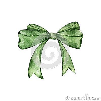 Watercolor illustration of St. Patrick green bow Vector Illustration