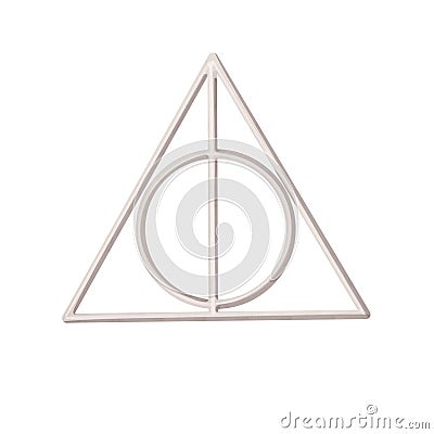 Watercolor illustration of Xenophilius's Deathly Hallows necklace. Hand drawn object Cartoon Illustration
