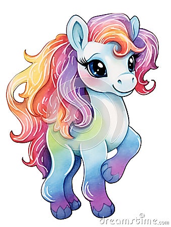 Watercolor ilustration with pony on transparent background, AI Stock Photo
