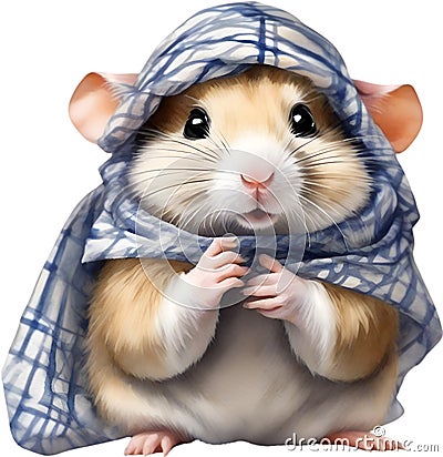 A cute Hamster in the keffiyeh, shemagh or ghutrah. Ai-Generated. Stock Photo