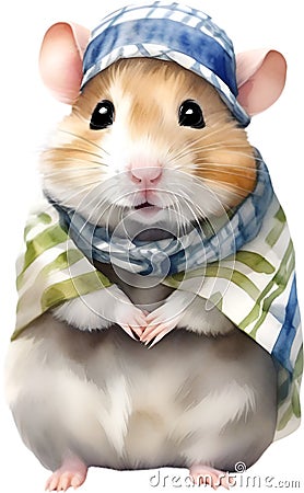 A cute Hamster in the keffiyeh, shemagh or ghutrah. Ai-Generated. Stock Photo