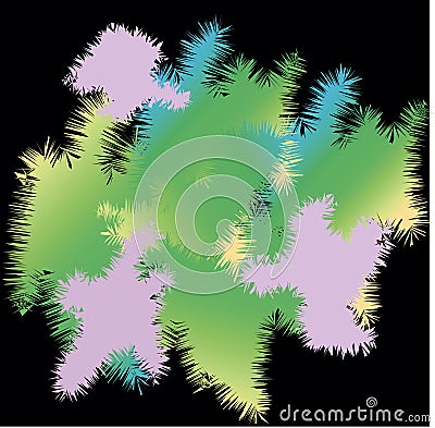 Watercolor. Imitation of pink blue, yellow strokes on a black background. Vector Illustration