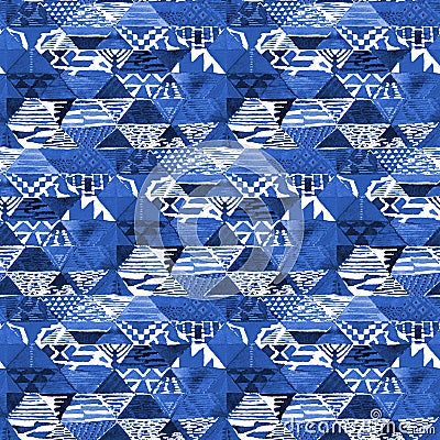 Watercolor indigo batik shobori pattern. Stock Photo