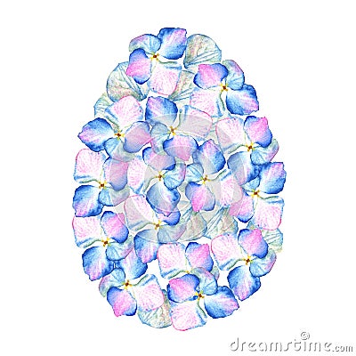 Watercolor inflorescence Hydrangea Easter egg design. May be used for Easter textile decoration print, invitation card Stock Photo