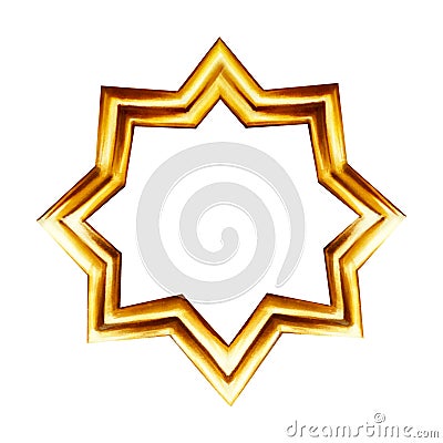 Watercolor Islamic arabian golden star illustration isolated on white background. Muslim golden hand drawn holiday Cartoon Illustration