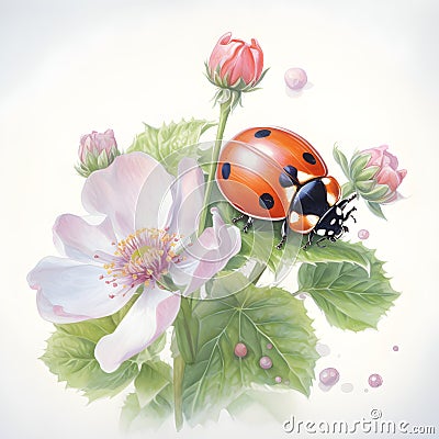 Watercolor ladybug Animal Illustration Isolated on White Background Stock Photo
