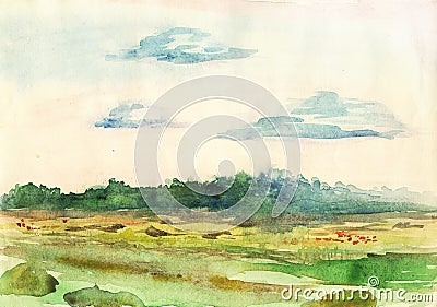 Watercolor landscape Stock Photo