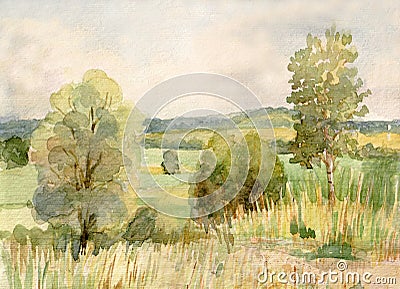 Watercolor landscape Stock Photo