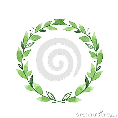 Watercolor laurel wreath. Round frame 1 Stock Photo