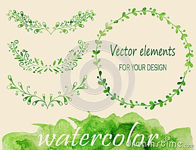 Watercolor laurels and wreaths Vector Illustration